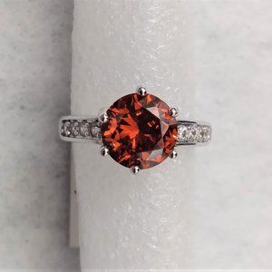 Brand New Luxury 10K White Gold Filled 3.0 cttw Red Cubic Zirconia Ring - Size 7